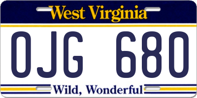 WV license plate OJG680