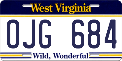 WV license plate OJG684