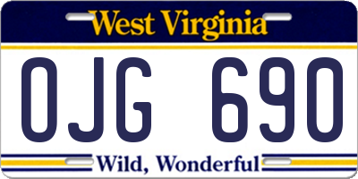 WV license plate OJG690
