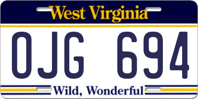 WV license plate OJG694