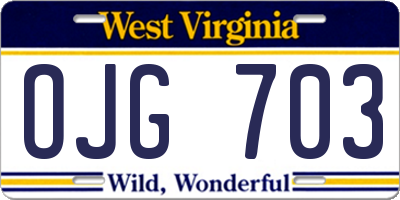 WV license plate OJG703