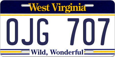 WV license plate OJG707