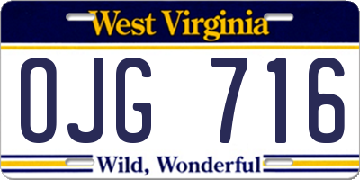 WV license plate OJG716