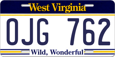 WV license plate OJG762