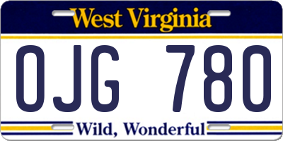 WV license plate OJG780