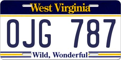 WV license plate OJG787