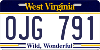 WV license plate OJG791