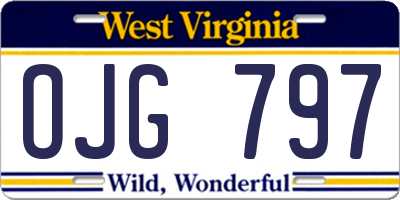WV license plate OJG797