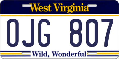WV license plate OJG807