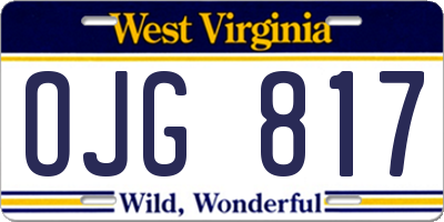 WV license plate OJG817