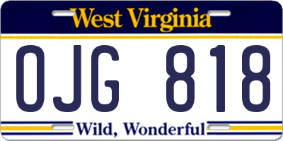 WV license plate OJG818