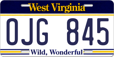 WV license plate OJG845