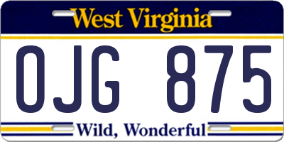 WV license plate OJG875