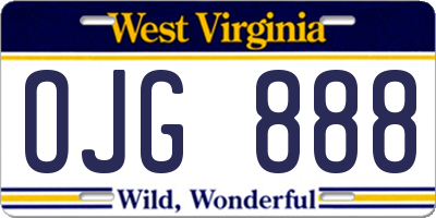 WV license plate OJG888