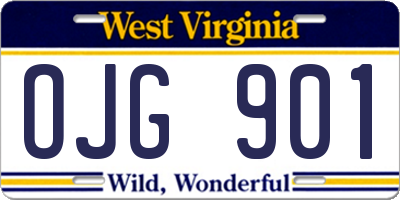 WV license plate OJG901