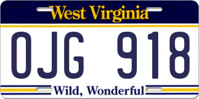 WV license plate OJG918
