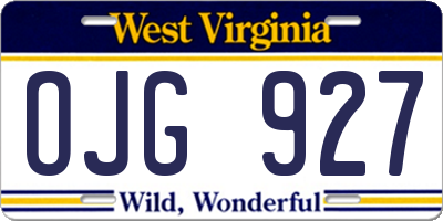WV license plate OJG927