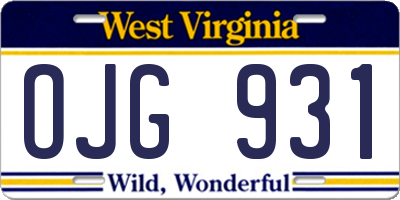 WV license plate OJG931