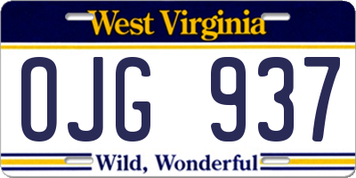 WV license plate OJG937