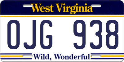 WV license plate OJG938