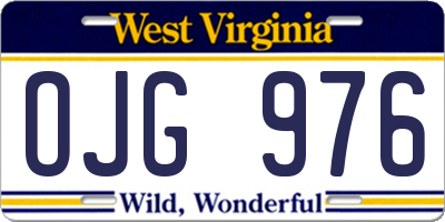 WV license plate OJG976