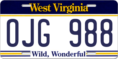 WV license plate OJG988