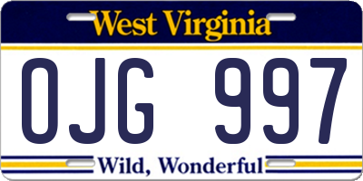WV license plate OJG997