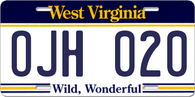 WV license plate OJH020