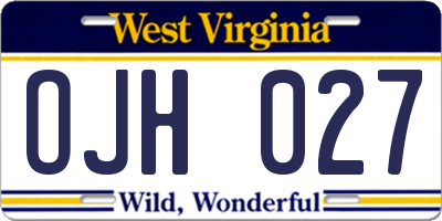 WV license plate OJH027