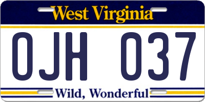 WV license plate OJH037