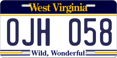 WV license plate OJH058