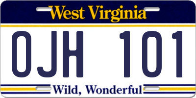WV license plate OJH101