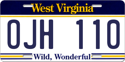 WV license plate OJH110