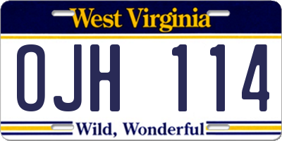 WV license plate OJH114