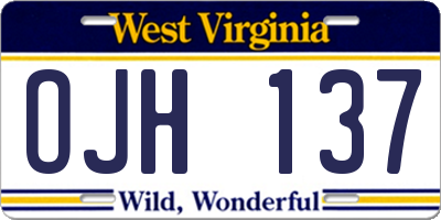 WV license plate OJH137