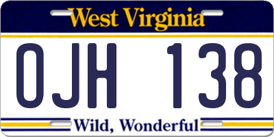 WV license plate OJH138