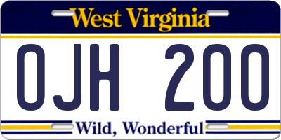 WV license plate OJH200