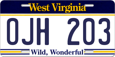WV license plate OJH203