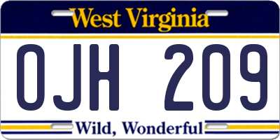 WV license plate OJH209