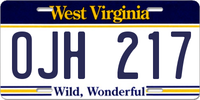 WV license plate OJH217
