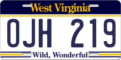 WV license plate OJH219