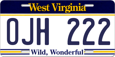 WV license plate OJH222