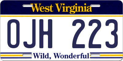 WV license plate OJH223