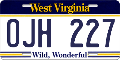 WV license plate OJH227