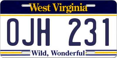 WV license plate OJH231