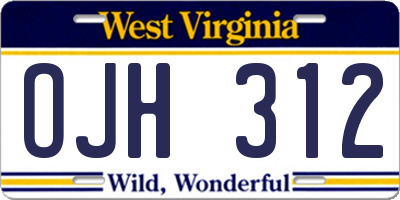 WV license plate OJH312