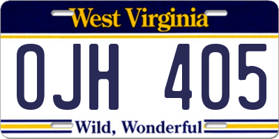 WV license plate OJH405