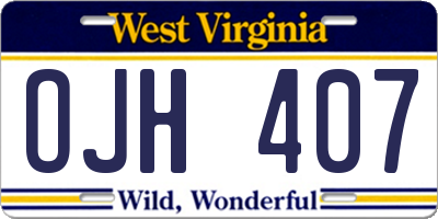 WV license plate OJH407