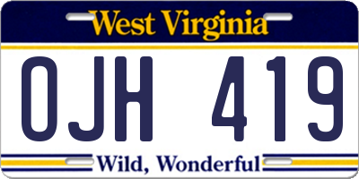WV license plate OJH419