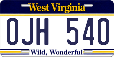 WV license plate OJH540